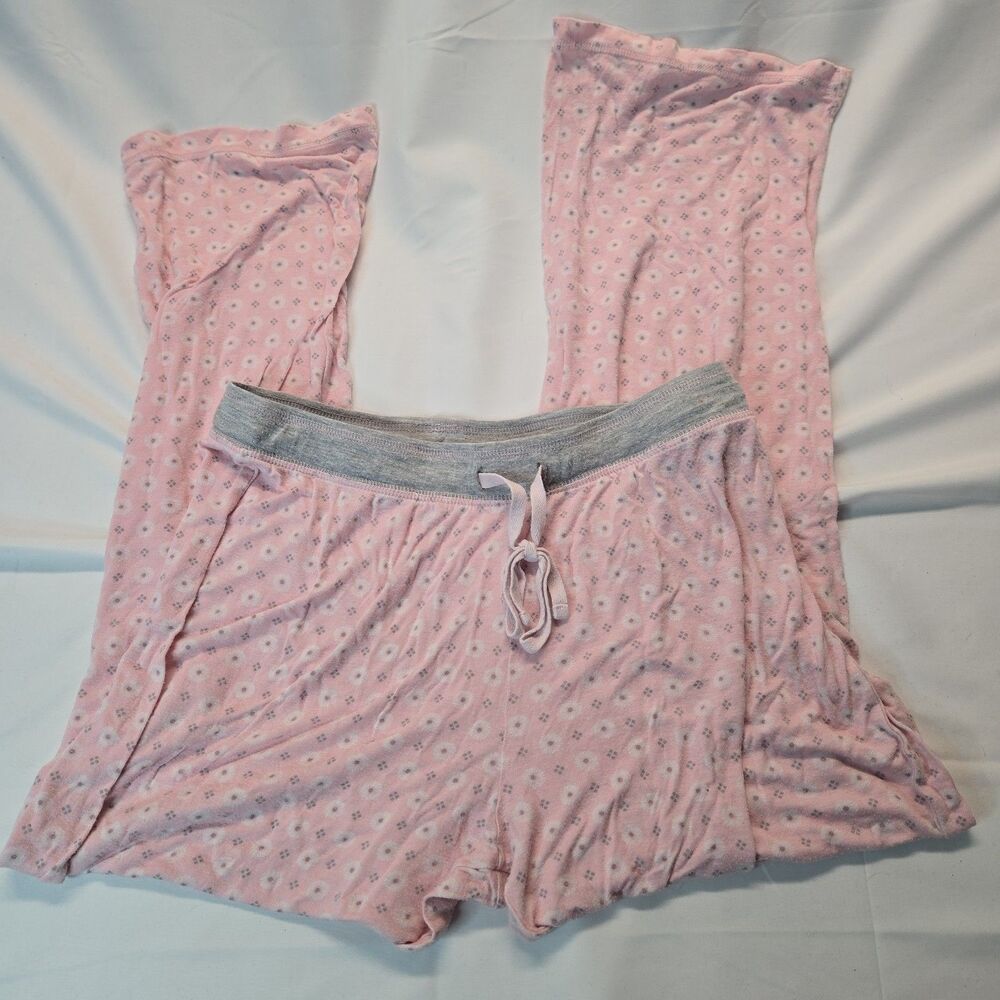 Rene Rofe Pajama Pants Womens Floral Geometric Print L Pink Barbiecore Lounge